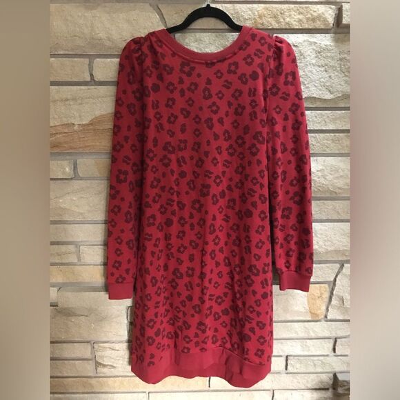 ELOQUII Elements Puff Sleeve Leopard Print Sweatshirt Dress red 14 16 NWT - Picture 3 of 10